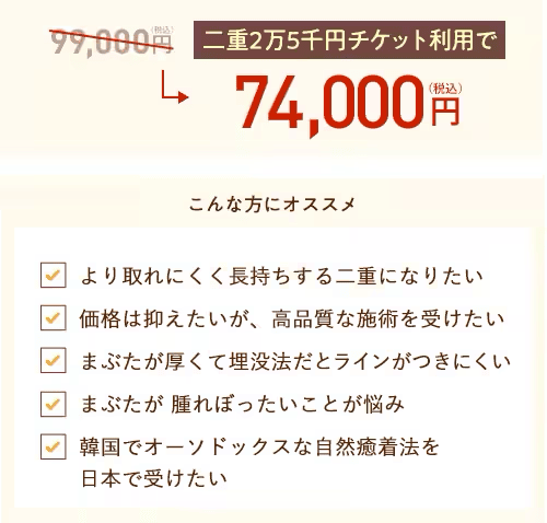 湘南美容クリニック 切らない二重術 自然癒着法 25,000円オフチケットが使える！