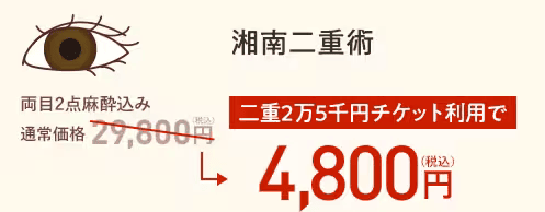 湘南二重術83%オフ：25,000円割引チケット