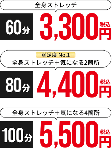 ドクターストレッチ 今年最後の冬割キャンペーン施術時間別価格