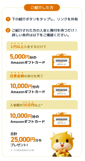 moomoo証券の友達紹介で紹介者が25,000円分Amazonギフトカードをもらう手順・流れ