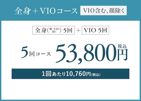 湘南美容クリニックの医療脱毛全身＋VIO5回コースは税込53,800円