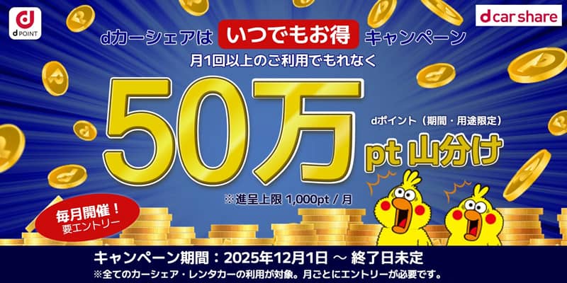 dカーシェアはいつでもお得キャンペーン